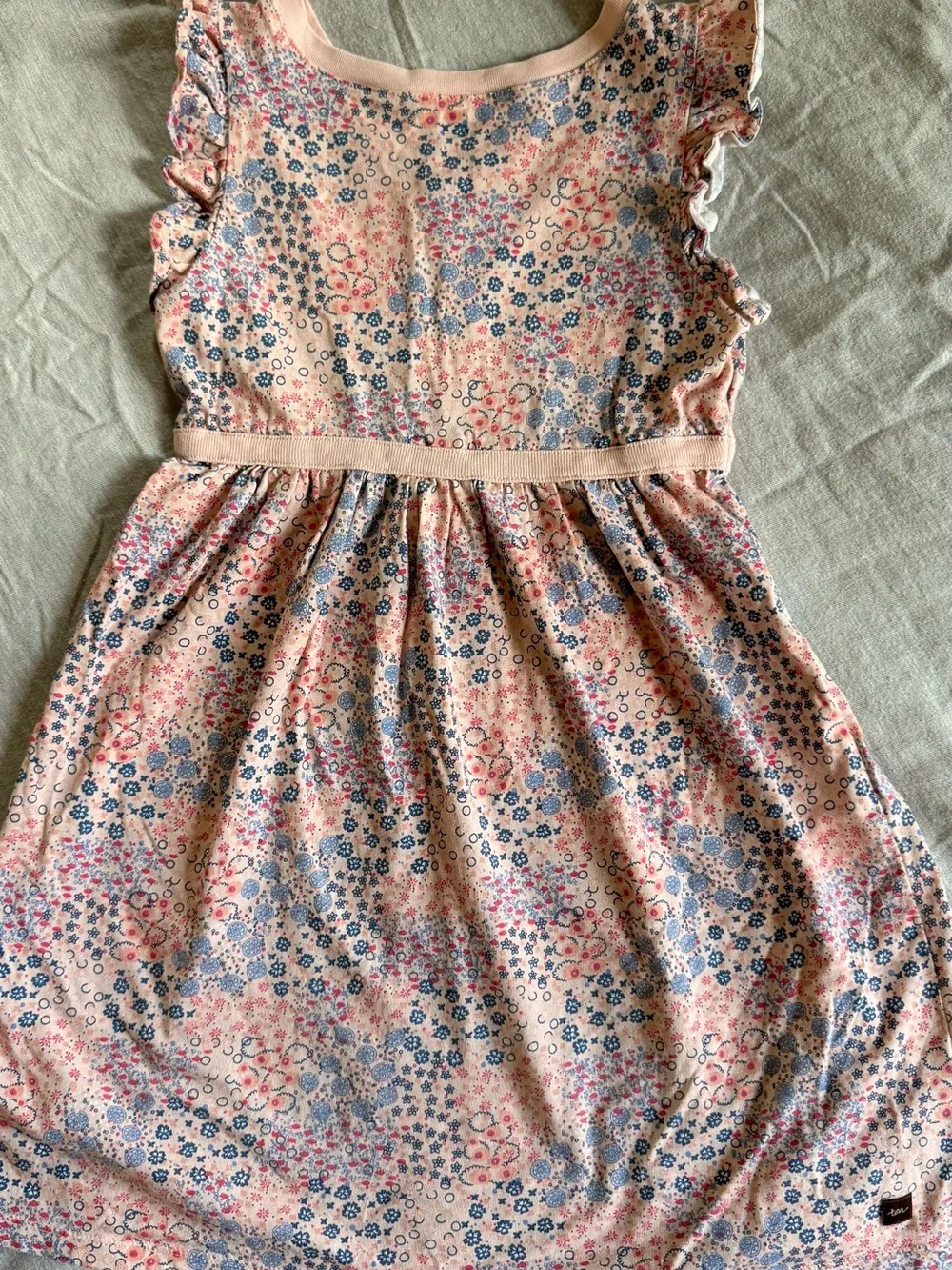 Tea Collection Pink Floral Ruffle-Sleeve Dress